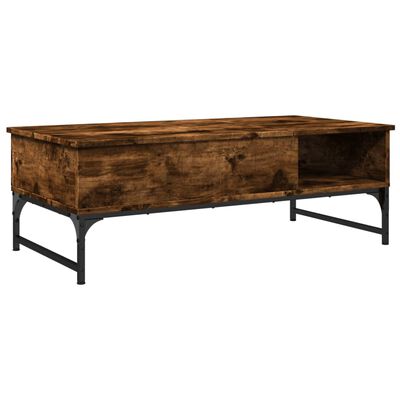 vidaXL Coffee Table Smoked Oak 100x50x35 cm Engineered Wood and Metal