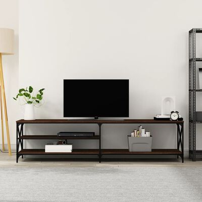 vidaXL TV Cabinet Brown Oak 200x40x50 cm Engineered Wood and Metal