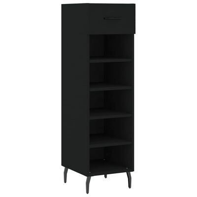 vidaXL Shoe Cabinet Black 30x35x105 cm Engineered Wood