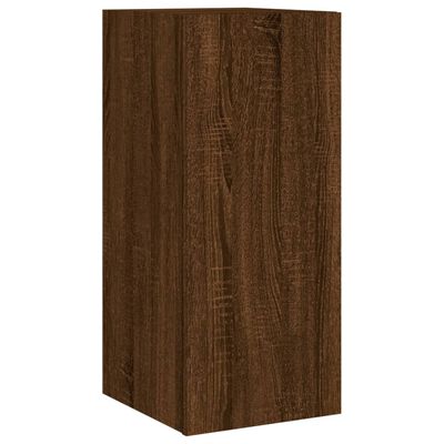 vidaXL TV Wall Cabinets with LED Lights 2 pcs Brown Oak 30.5x35x70 cm