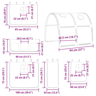 vidaXL Kids' Loft Bed with Tunnel without Mattress Pink 80x200 cm