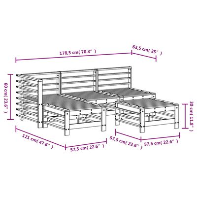 vidaXL 5 Piece Garden Lounge Set Grey Solid Wood Pine