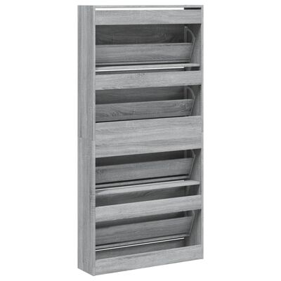 vidaXL Shoe Cabinet with 4 Flip-Drawers Grey Sonoma 80x21x163.5 cm