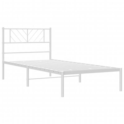 vidaXL Metal Bed Frame without Mattress with Headboard White 107x203 cm