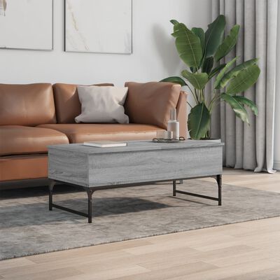 vidaXL Coffee Table Grey Sonoma 100x50x40 cm Engineered Wood and Metal