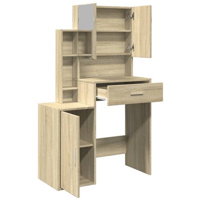 vidaXL Dressing Table with Cabinet Sonoma Oak 80x35x132 cm