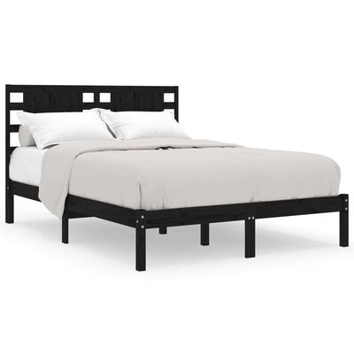 vidaXL Bed Frame without Mattress Black 180x200 cm Super King Solid Wood