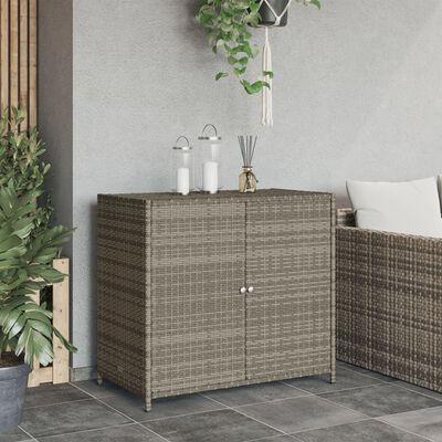 vidaXL Garden Storage Cabinet Grey 83x45x76 cm Poly Rattan