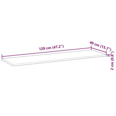 vidaXL Table Top 120x40x2 cm Rectangular Solid Wood Acacia