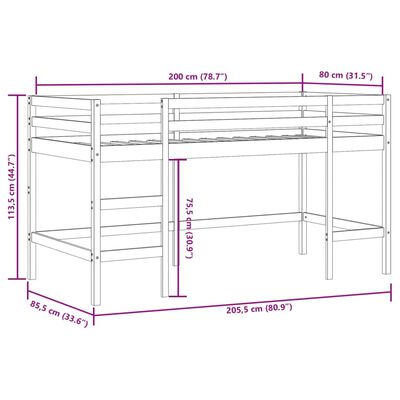 vidaXL Kids' Loft Bed with Tunnel without Mattress Blue 80x200 cm