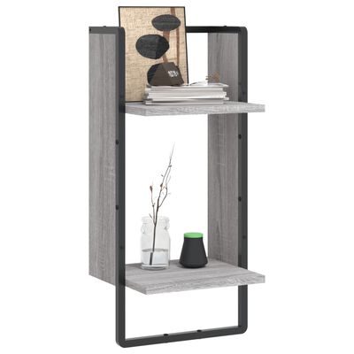 vidaXL Wall Shelf with Bar Grey Sonoma 30x25x65 cm