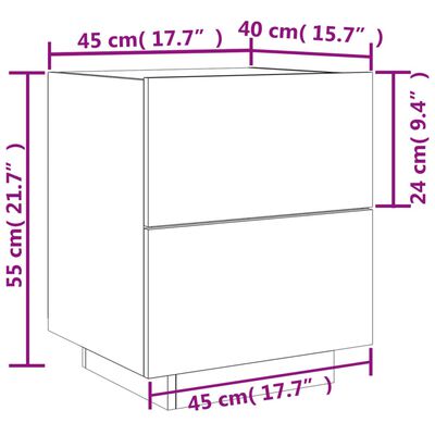 vidaXL Bedside Cabinet with LED Lights Smoked Oak Engineered Wood