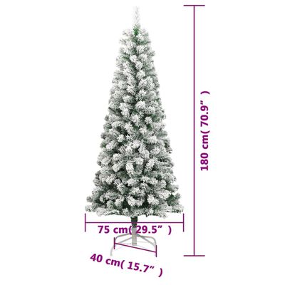 vidaXL Artificial Hinged Christmas Tree with Flocked Snow 180 cm