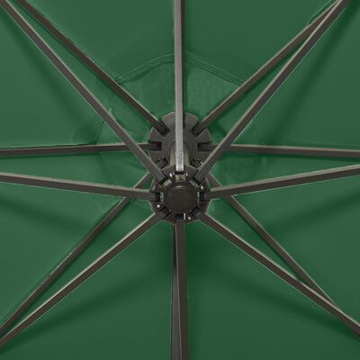 vidaXL Cantilever Garden Parasol with Pole and LED Lights Green 300 cm