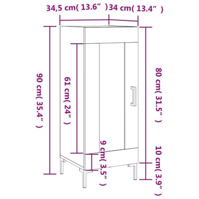 vidaXL Sideboard High Gloss White 34.5x34x90 cm Engineered Wood