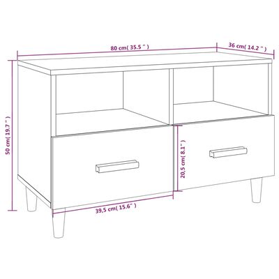 vidaXL TV Cabinet Smoked Oak 80x36x50 cm Engineered Wood