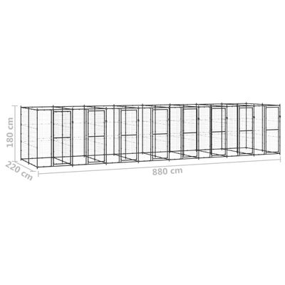 vidaXL Outdoor Dog Kennel Steel 19.36 m²