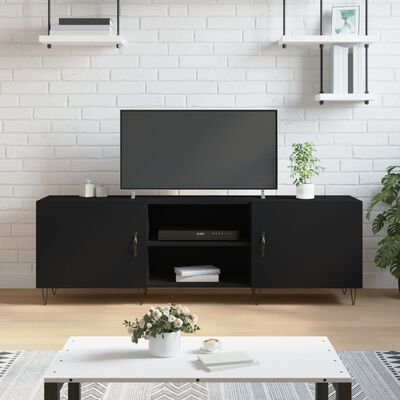 vidaXL TV Cabinet Black 150x30x50 cm Engineered Wood