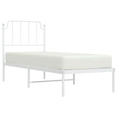 vidaXL Metal Bed Frame without Mattress with Headboard White 80x200 cm