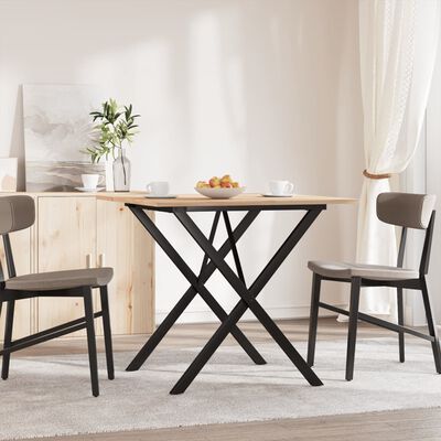 vidaXL Dining Table X-Frame 80x80x75 cm Solid Wood Pine and Cast Iron