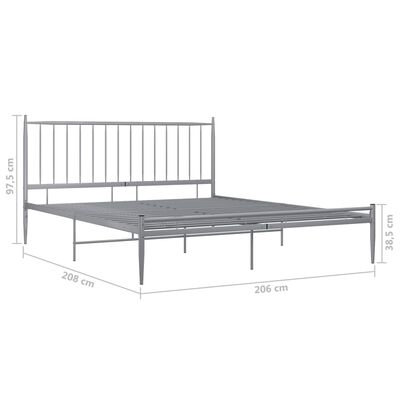 vidaXL Bed Frame without Mattress Grey Metal 200x200 cm