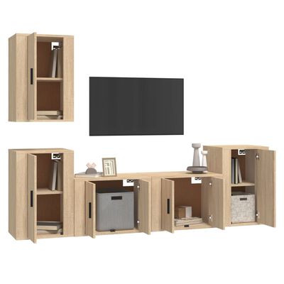 vidaXL 5 Piece TV Cabinet Set Sonoma Oak Engineered Wood