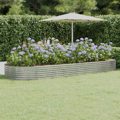 vidaXL Garden Raised Bed Powder-coated Steel 373x140x36 cm Silver