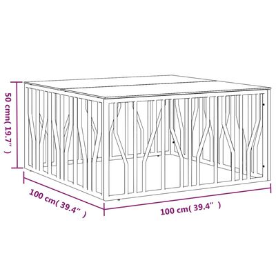 vidaXL Coffee Table 100x100x50 cm Stainless Steel and Glass