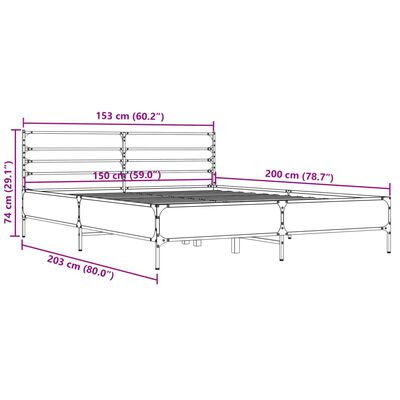 vidaXL Bed Frame without Mattress Sonoma Oak 150x200 cm King Size