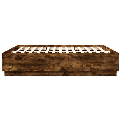 vidaXL Bed Frame with LED without Mattress Smoked Oak 200x200 cm