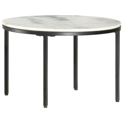 vidaXL Coffee Table White and Black Ø65 cm Real Solid Marble