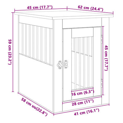 vidaXL Dog Crate Furniture Sonoma Oak 45x62x59 cm Engineered Wood