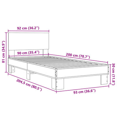 vidaXL Bed Frame without Mattress Sonoma Oak 90x200 cm