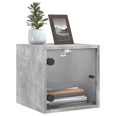 vidaXL Bedside Cabinets with Glass Doors 2 pcs Concrete Grey 35x37x35 cm