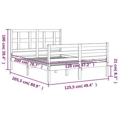 vidaXL Bed Frame without Mattress 120x200 cm Solid Wood