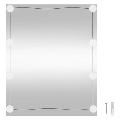 vidaXL Wall Mirror with LED Lights 50x60 cm Glass Rectangle