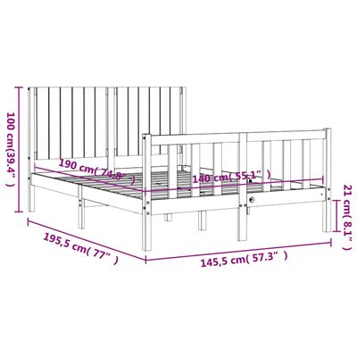 vidaXL Bed Frame without Mattress 140x190 cm Solid Wood Pine