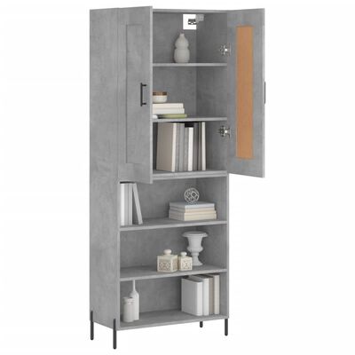 vidaXL Highboard Concrete Grey 69.5x34x180 cm Engineered Wood