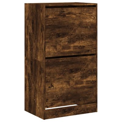 vidaXL Shoe Cabinet with 2 Flip-Drawers Smoked Oak 60x42x108 cm