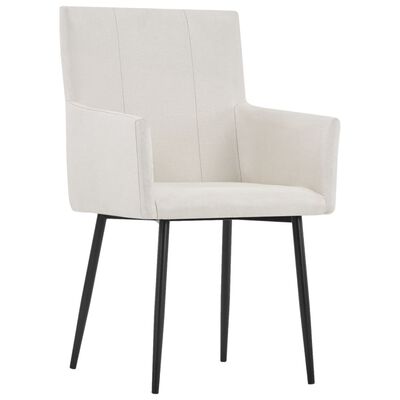 vidaXL Dining Chairs with Armrests 2 pcs Cream Fabric