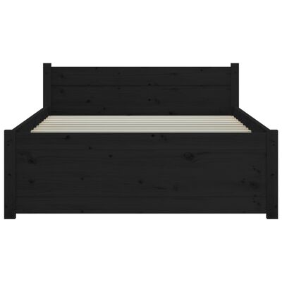 vidaXL Bed Frame without Mattress Black Solid Wood 75x190 cm Small Single