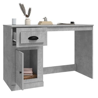 vidaXL Desk with Drawer Concrete Grey 115x50x75 cm Engineered Wood