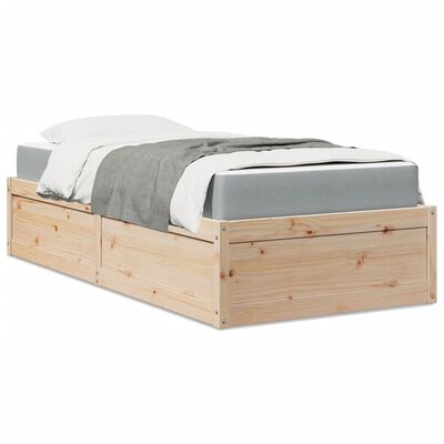 vidaXL Bed with Mattress 100x200 cm Solid Wood Pine