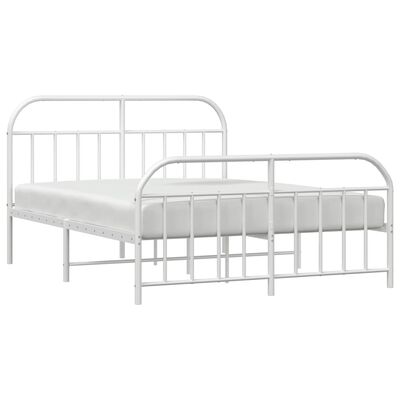 vidaXL Metal Bed Frame without Mattress with Footboard White 150x200 cm King Size