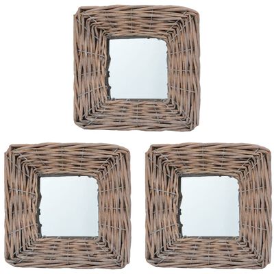 vidaXL Mirrors 3 pcs 15x15 cm Wicker