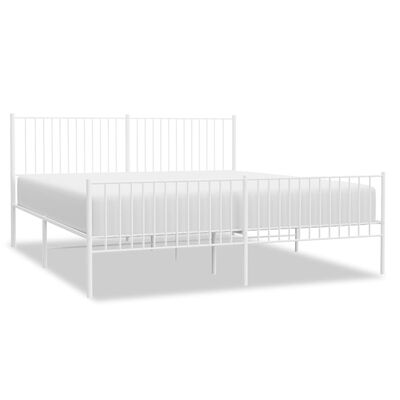 vidaXL Metal Bed Frame without Mattress with Footboard White 193x203 cm