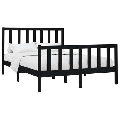 vidaXL Bed Frame without Mattress Black 120x200 cm Solid Wood Pine