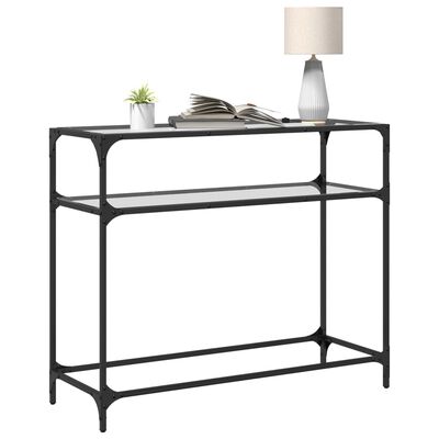 vidaXL Console Table with Transparent Glass Top 98x35x81 cm Steel