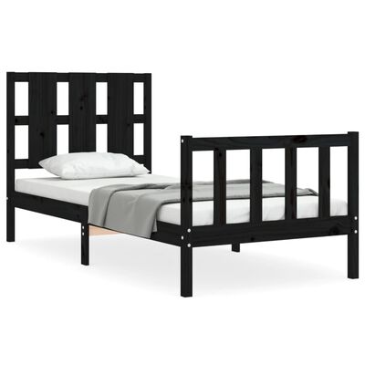 vidaXL Bed Frame without Mattress Black 100x200 cm Solid Wood Pine