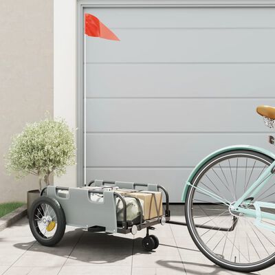 vidaXL Bike Trailer Grey Oxford Fabric and Iron